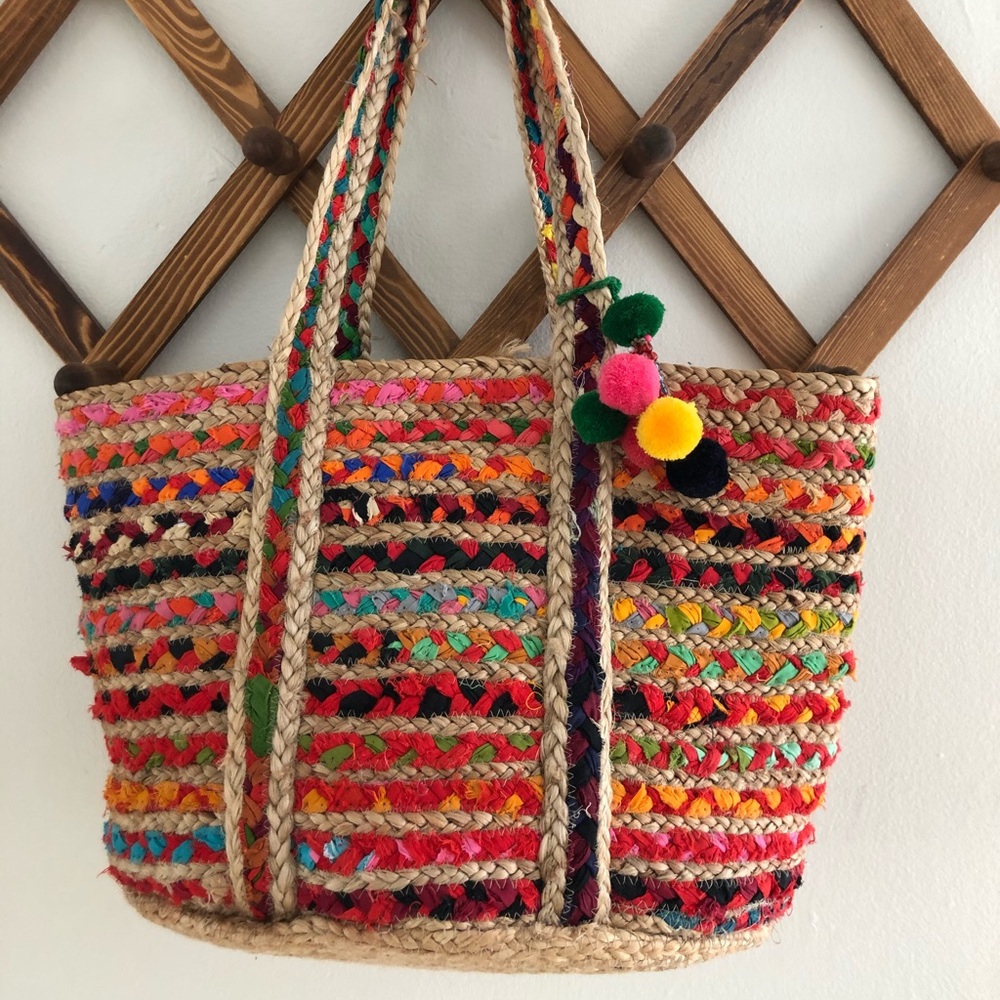 Woven Colorful Beach Bag Tote